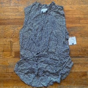 Liz Claiborne Black and White Sleeveless Woven Peplum Top NWT